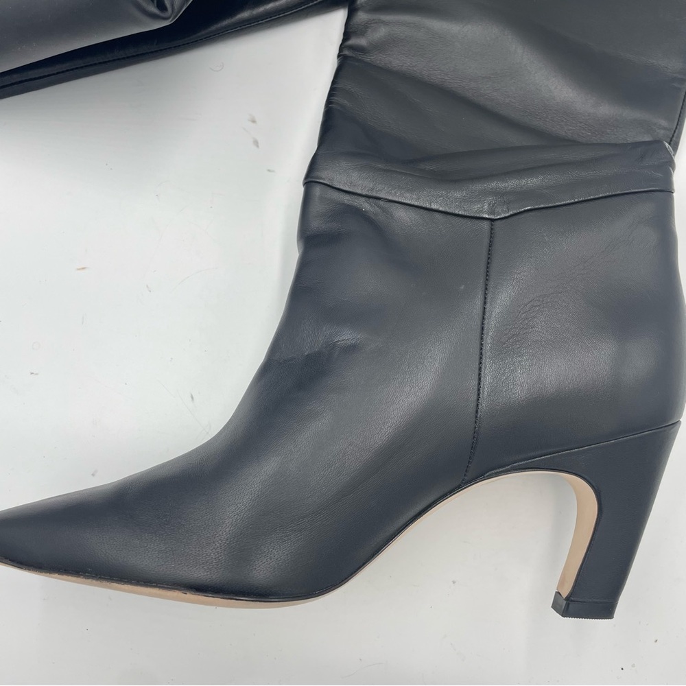 Everlane Black Leather Knee High Pull On Banana Heel Boot in Size 10 - Picture 9 of 13